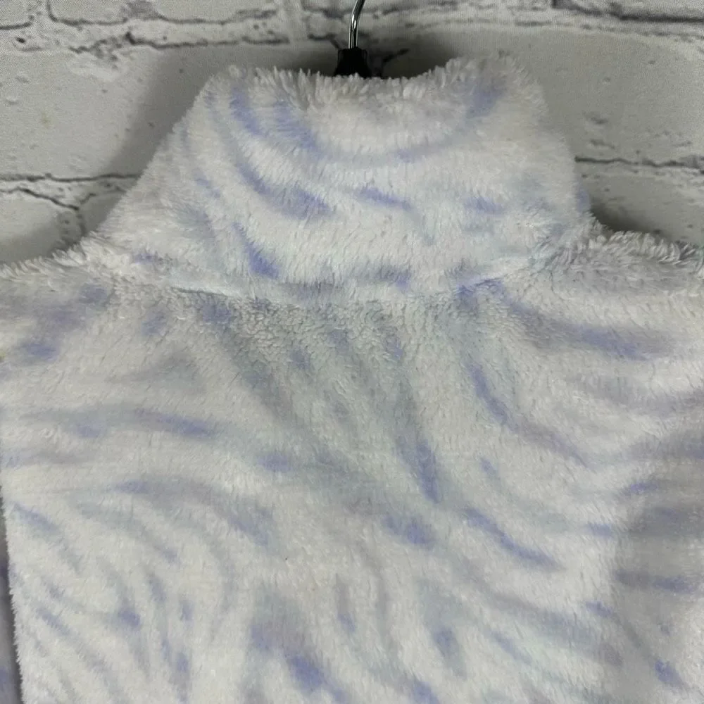 All in Motion Sherpa Pullover High Pile Zebra Stripes Lavender & White XS 4/5